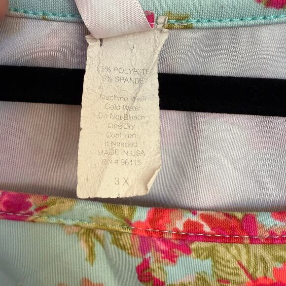 Double Take Women's Y2K Blue Pink Rose Tube Sleeveless Dress Plus Size 3x - Picture 6 of 7